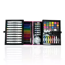 Набор для рисования Art Set, карандаши, маркеры, краски в пластиковом розовом чемоданчике, 82 предмета