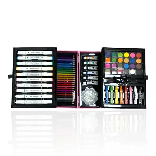 Набор для рисования Art Set, карандаши, маркеры, краски в пластиковом розовом чемоданчике, 82 предмета - фото 2