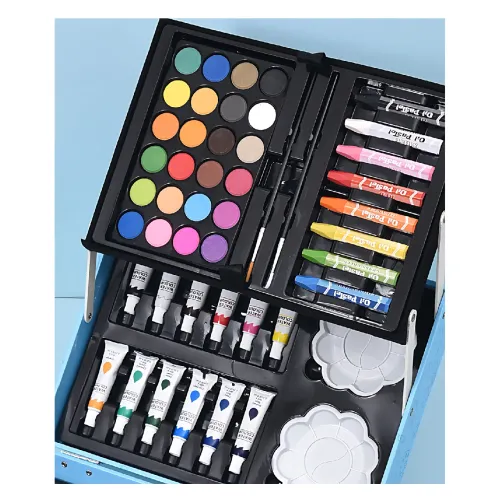 Набор для рисования Art Set, карандаши, маркеры, краски в пластиковом розовом чемоданчике, 82 предмета - фото 5