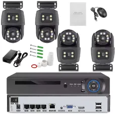 Комплект відеоспостереження IP/WiFi, набір 4 поворотні вуличні камери + реєстратор із блоком живлення й мишкою