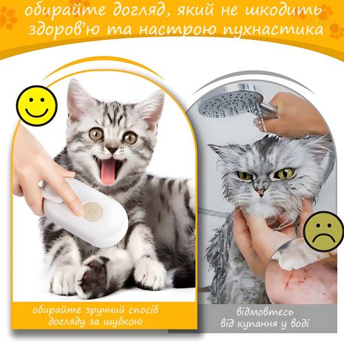 Паровая щетка-массажер 3 в 1, PET SPRAY MASSAGE BRUSH с паровым распылителем для вычесывания собак и кошек Белый - фото 3