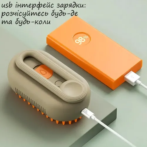 Парова щітка-масажер 3 в 1, PET SPRAY MASSAGE BRUSH з паровим розпилювачем для вичісування собак і кішок Білий - фото 9