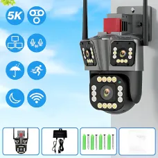 Wi-Fi камера видеонаблюдения 5K, уличная IP камера Wonsdar PW12-5K с тремя объективами и двухсторонним звуком