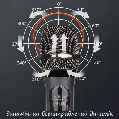 Мікрофон бездротовий із караоке, Bluetooth-мікрофон UHF TTD-M10 з дальністю дії до 50 м, сірий - фото 4