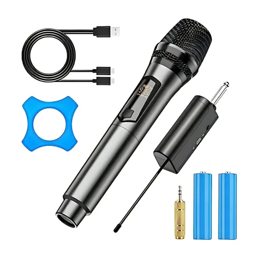 Микрофон беспроводной с караоке, Bluetooth-микрофон UHF TTD-M10 с дальностью действия до 50 м, серый - фото 9