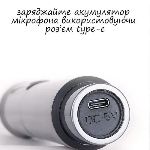 Микрофон беспроводной с караоке, Bluetooth-микрофон UHF TTD-M10 с дальностью действия до 50 м, серый - фото 7