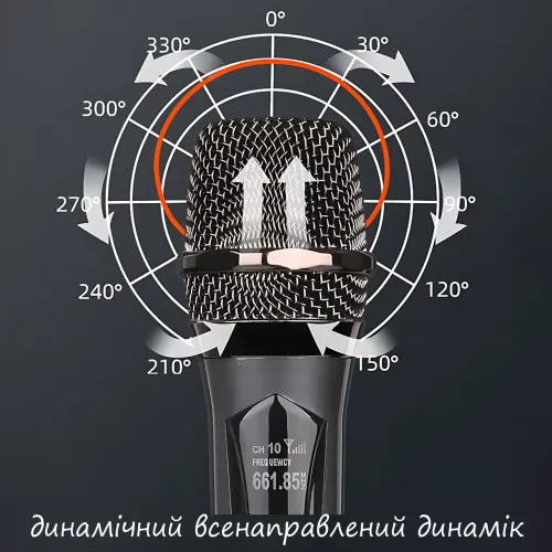 Микрофон беспроводной с караоке, Bluetooth-микрофон UHF TTD-M10 с дальностью действия до 50 м, серый - фото 4