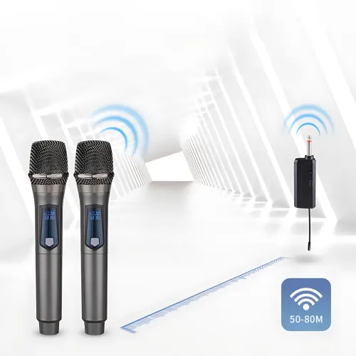 Микрофон беспроводной с караоке, Bluetooth-микрофон UHF TTD-M10 с дальностью действия до 50 м, серый - фото 5