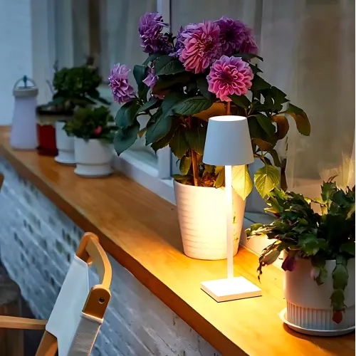 Настільна акумуляторна лампа Cozy 5 Вт 5200mA, USB-світильник IP-54, 3000K, у скандинавському стилі, чорний Білий - фото 7