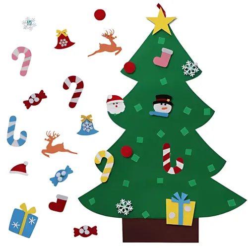 Дитяча ялинка з іграшками Decorative Tree, декоративна настінна ялинка з фетру + 27 іграшок на липучці - фото 3