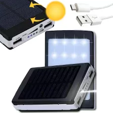 Solar Power Bank 9000 mAh, портативний зарядний пристрій із ліхтариком, заряджання USB і від сонця