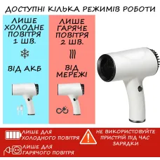 Беспроводной фен для волос Portable Hair Dryer, 2600 mAh, 500 Вт, с горячим и холодным обдувом и ионизацией Зеленый