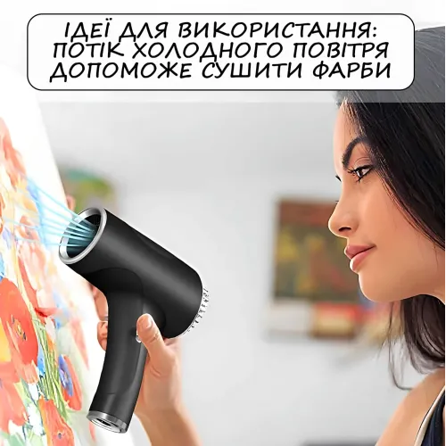 Бездротовий фен для волосся Portable Hair Dryer, 2600 mAh, 500 Вт, з гарячим і холодним обдувом та іонізацією Зелений - фото 6