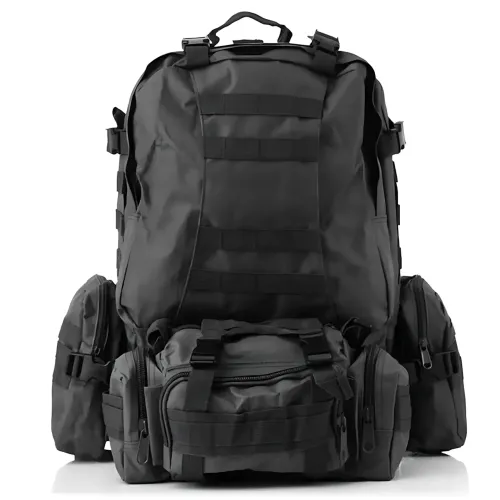 Тактичний рюкзак із підсумками B08, туристичний військовий рюкзак molle 55 літрів, 55х40х25 см, чорний оксфорд - фото 2