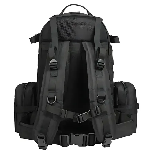 Тактичний рюкзак із підсумками B08, туристичний військовий рюкзак molle 55 літрів, 55х40х25 см, чорний оксфорд - фото 3