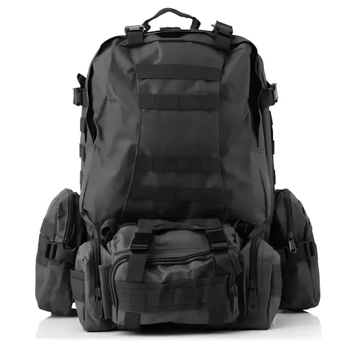Тактичний рюкзак із підсумками B08, туристичний військовий рюкзак molle 55 літрів, 55х40х25 см, чорний оксфорд - фото 2