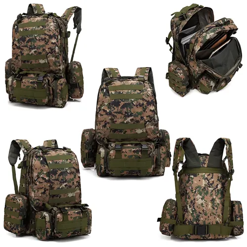 Тактичний рюкзак із підсумками B08, туристичний військовий рюкзак molle 55 л, 55х40х25 см, піксель оксфорд - фото 2