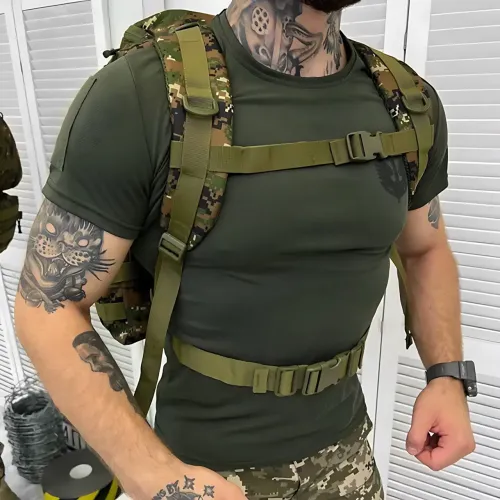 Тактичний рюкзак із підсумками B08, туристичний військовий рюкзак molle 55 л, 55х40х25 см, піксель оксфорд - фото 8