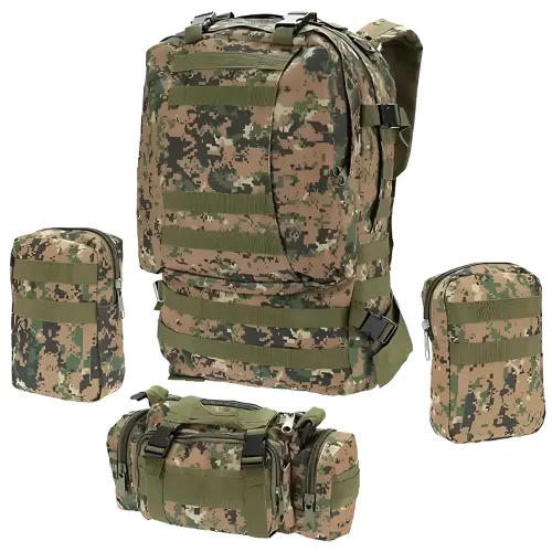 Тактичний рюкзак із підсумками B08, туристичний військовий рюкзак molle 55 л, 55х40х25 см, піксель оксфорд - фото 7