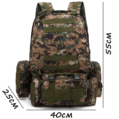 Тактичний рюкзак із підсумками B08, туристичний військовий рюкзак molle 55 л, 55х40х25 см, піксель оксфорд - фото 6