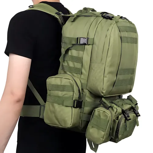 Тактичний рюкзак із підсумками B08, туристичний військовий рюкзак molle 55 літрів, 55х40х25 см, оливковий - фото 6