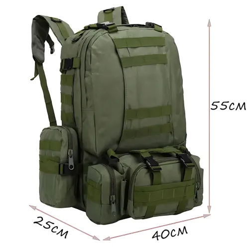 Тактичний рюкзак із підсумками B08, туристичний військовий рюкзак molle 55 літрів, 55х40х25 см, оливковий - фото 8