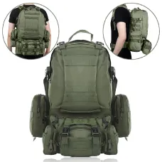 Тактичний рюкзак із підсумками B08, туристичний військовий рюкзак molle 55 літрів, 55х40х25 см, оливковий