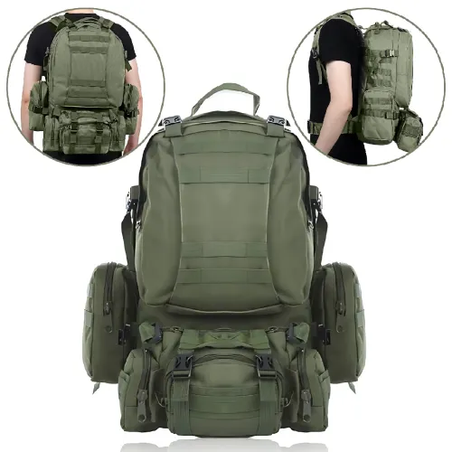 Тактичний рюкзак із підсумками B08, туристичний військовий рюкзак molle 55 літрів, 55х40х25 см, оливковий