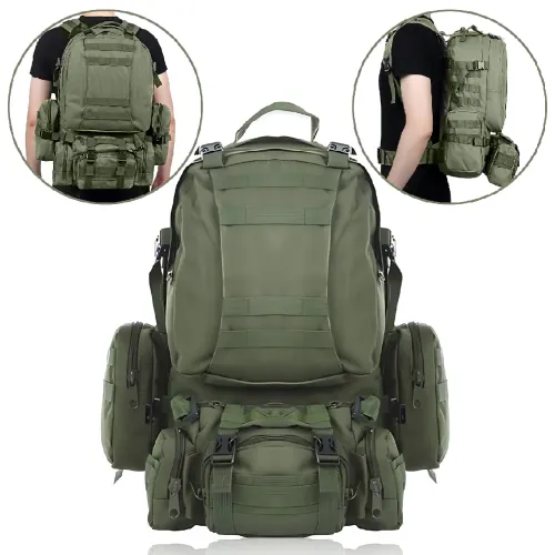 Тактический рюкзак с подсумками B08, туристический военный рюкзак molle 55 литров, 55х40х25 см, оливковый