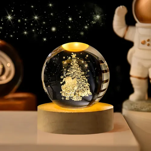 Декоративний 3D-нічник, кришталевий нічник Різдво у скляній кулі з підсвіткою - фото 8