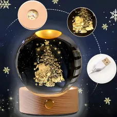 Декоративний 3D-нічник, кришталевий нічник Різдво у скляній кулі з підсвіткою