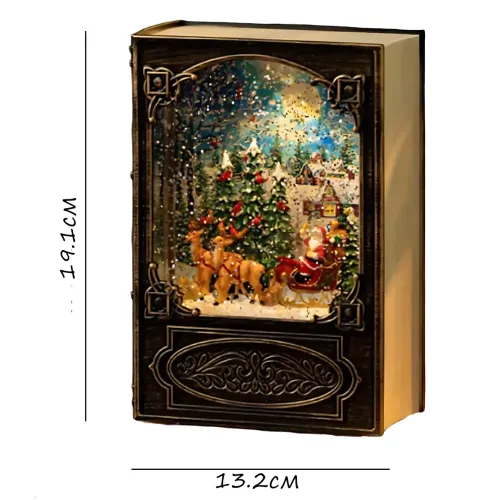 Винтажный ночник светильник Xmas WDL 24023B, музыкальный ночник - книжка с эффектом метели - фото 5