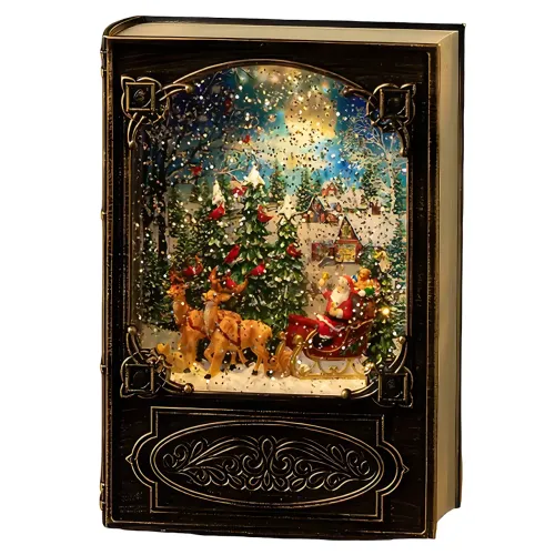 Винтажный ночник светильник Xmas WDL 24023B, музыкальный ночник - книжка с эффектом метели - фото 2