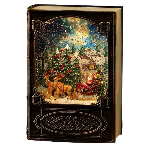 Винтажный ночник светильник Xmas WDL 24023B, музыкальный ночник - книжка с эффектом метели - фото 2