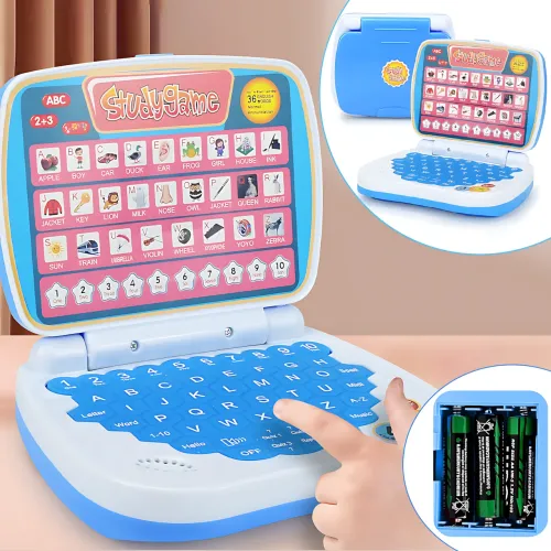 Детский обучающий ноутбук AH-802Y StudyGame для изучения английского языка, розовый Голубой