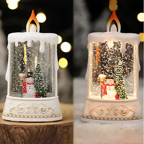 Святковий нічник WDL 23005C XMAS, з фігуркою сніговика, ялинкою, з імітацією снігової хуртовини, робота від 2-х АА - фото 6