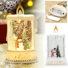 Святковий нічник WDL 23005C XMAS, з фігуркою сніговика, ялинкою, з імітацією снігової хуртовини, робота від 2-х АА
