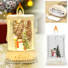 Святковий нічник WDL 23005C XMAS, з фігуркою сніговика, ялинкою, з імітацією снігової хуртовини, робота від 2-х АА