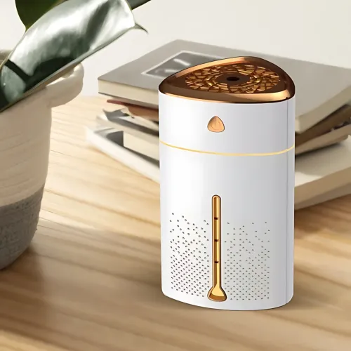 Ультразвуковий зволожувач повітря нічник Fog Humidifier з підсвіткою, портативний, бак 1000 мл, Біло-золотий - фото 8