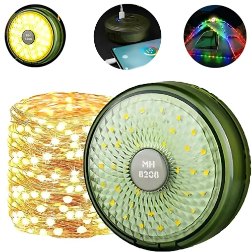 Перезарядна кемпінгова LED-лампа-ліхтар, RGB, 8 режимів, 8 м, USB і Type-C, АКБ 18650 - фото 9