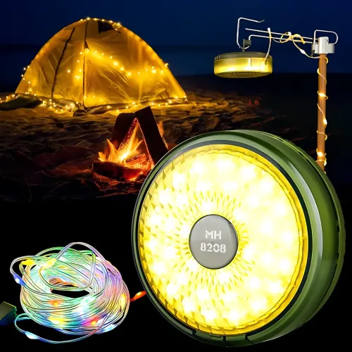 Перезарядна кемпінгова LED-лампа-ліхтар, RGB, 8 режимів, 8 м, USB і Type-C, АКБ 18650 - фото 8