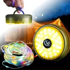 Перезарядна кемпінгова LED-лампа-ліхтар, RGB, 8 режимів, 8 м, USB і Type-C, АКБ 18650