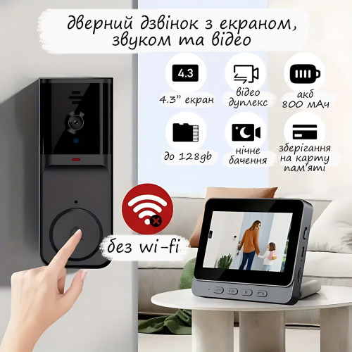 Беспроводной дверной Bluetooth звонок с камерой и двухсторонней связью SMART M165, мини-домофон для дома - фото 5