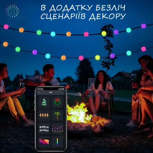 Гірлянда Матова кулька SFK-03, 10 м, керування через APP Bluetooth і пульт ду, USB-порт - фото 9