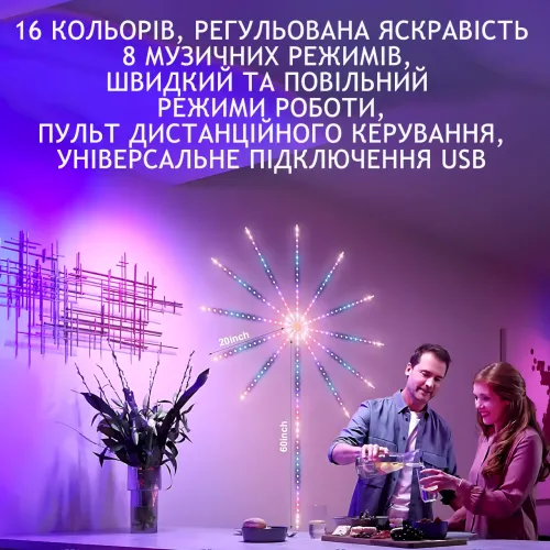 Світлодіодний Led-вентилятор SFK-18, програмована USB стрічка на стіну з APP Bluetooth, 1 м + 10 стрічок по 0.5 м - фото 5