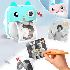 Дитячий фотоапарат Гострі вушка Q5 APP з екраном, миттєвий друк фото, синій