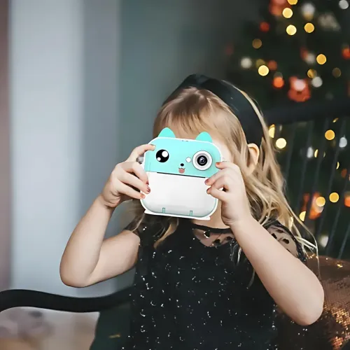 Дитячий фотоапарат Гострі вушка Q5 APP з екраном, миттєвий друк фото, синій Рожевий - фото 9