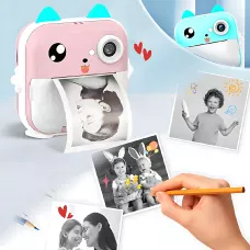 Дитячий фотоапарат Гострі вушка Q5 APP з екраном, миттєвий друк фото, синій Рожевий