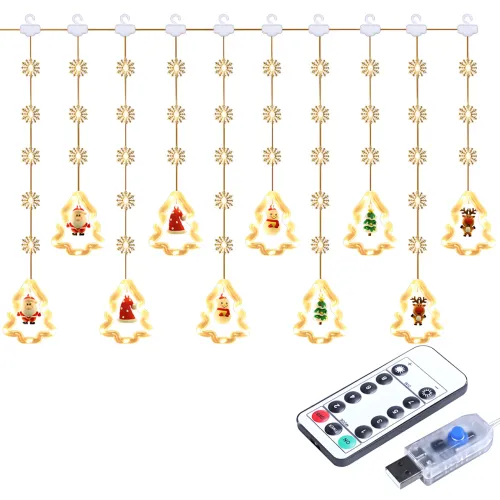 LED гірлянда-штора SFK-22, є ляльки з іграшкою, 8 режимів роботи, тепле світло, 3 м х 0,8 м - фото 6
