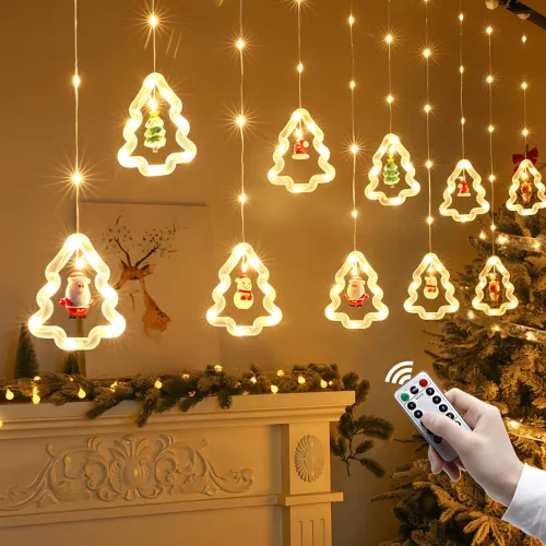 LED гірлянда-штора SFK-22, є ляльки з іграшкою, 8 режимів роботи, тепле світло, 3 м х 0,8 м - фото 10
